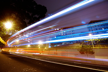 Image showing night traffic light trail at night