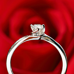 Image showing ring with red rose background
