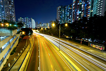 Image showing night traffic light trail in city