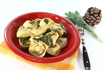 Image showing fresh stuffed tortellini with sage butter