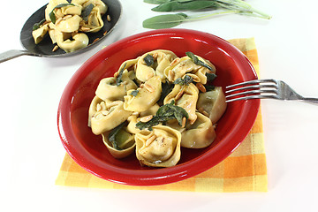 Image showing cooked tortellini with sage butter