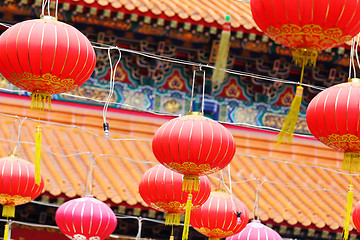 Image showing red lantern in chinese temple