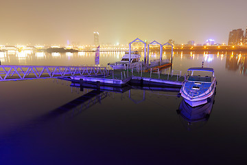 Image showing Taipei pier with city at night