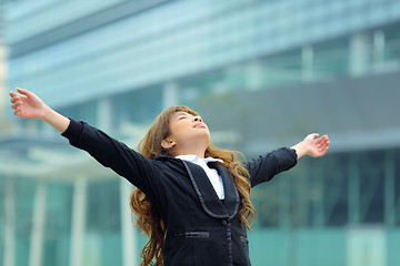 Image showing business woman breath