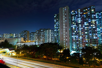 Image showing traffic downtown at night