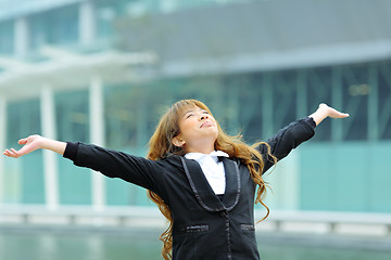 Image showing business woman breath