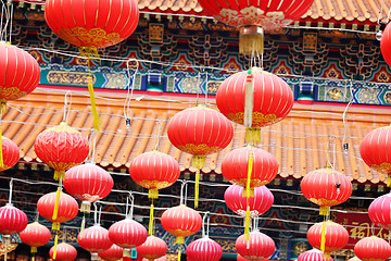 Image showing red lantern in chinese temple