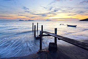 Image showing sunset pier