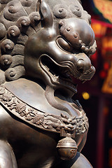 Image showing bronze lion in chinese temple