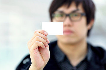 Image showing blank business card in hand