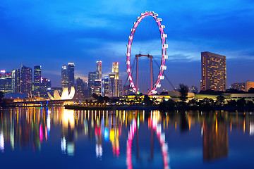 Image showing Singapore city skyline at night