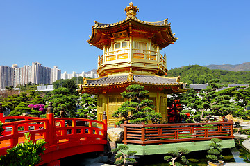 Image showing Chinese garden pavilion