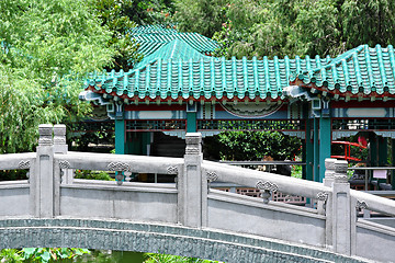 Image showing Chinese traditional garden with bridge