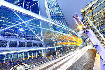 Image showing traffic through city at night