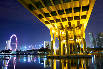 Image showing Singapore city and bridge at night