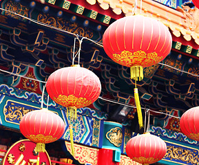 Image showing red lantern in chinese temple