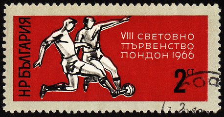 Image showing Football players on post stamp