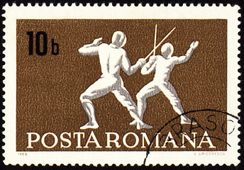 Image showing Fencing on post stamp of Romania