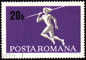 Image showing Javelin throwin on post stamp