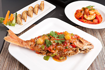 Image showing Thai Red Snapper with Tamarind Sauce