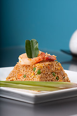 Image showing Thai Fried Rice Pyramid with Prawn