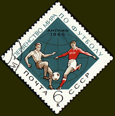 Image showing Football players on post stamp