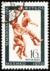 Image showing Football players on post stamp