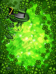 Image showing Skull on Shamrock Four Leaf Clover Background Vertical