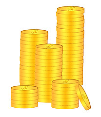 Image showing Stacks of Gold Coins Bullion Illustration