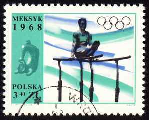 Image showing Gymnast on post stamp of Poland