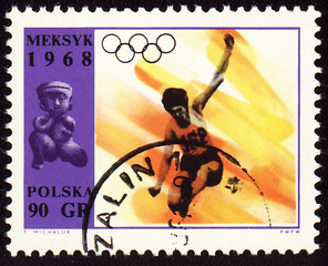 Image showing Broad jump on post stamp of Poland