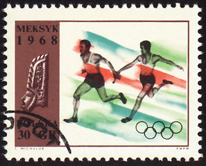 Image showing Relay race on post stamp of Poland