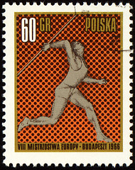 Image showing Javelin throwing on post stamp