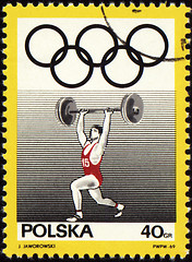 Image showing Weight kifter on post stamp