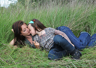 Image showing mother and daughter in field