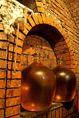 Image showing demijohn in wine cave