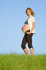 Image showing pregnant woman on meadow