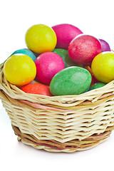 Image showing colorful easter eggs in basket