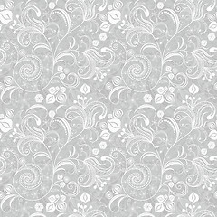 Image showing Seamless gray floral pattern
