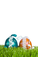 Image showing easter eggs in grass