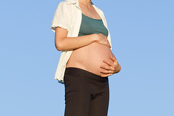 Image showing pregnant woman on meadow