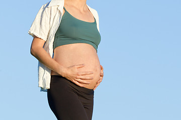 Image showing pregnant woman on meadow