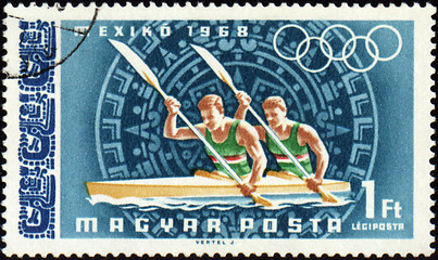 Image showing Rowing on post stamp