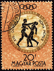 Image showing Post stamp shows boxing in ancient style