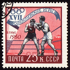 Image showing Post stamp shows two boxers