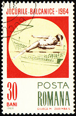 Image showing High jump on post stamp