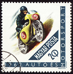 Image showing Post stamp shows motorcyclist