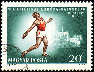 Image showing Running sportsman on post stamp