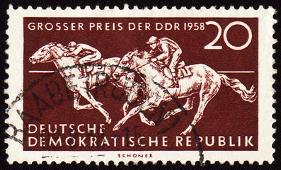 Image showing Horse riding sports on post stamp