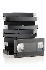 Image showing Pile of videotapes